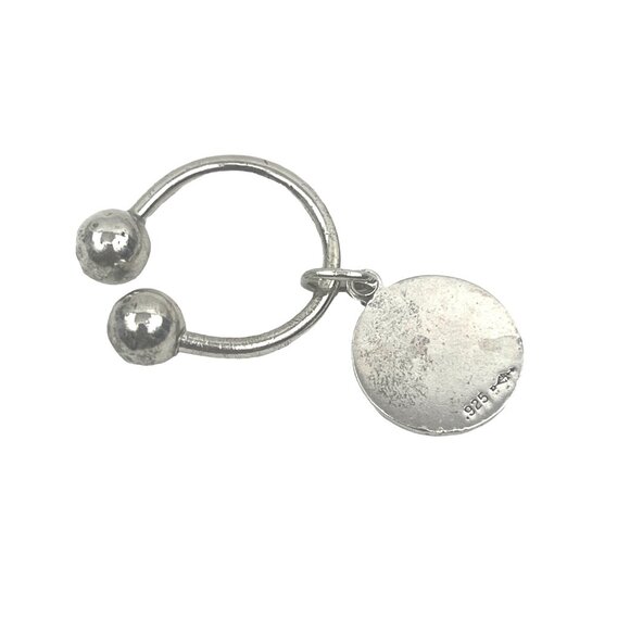 Sterling Silver 925 Keyring With Customizable Round Tag LCD Monogram Dual Ball E